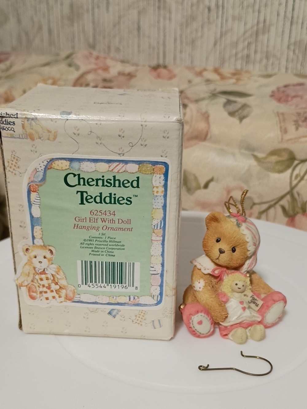 Cherished Teddies Girl Elf With Doll Bear Ornament 1995 Priscilla Hillman